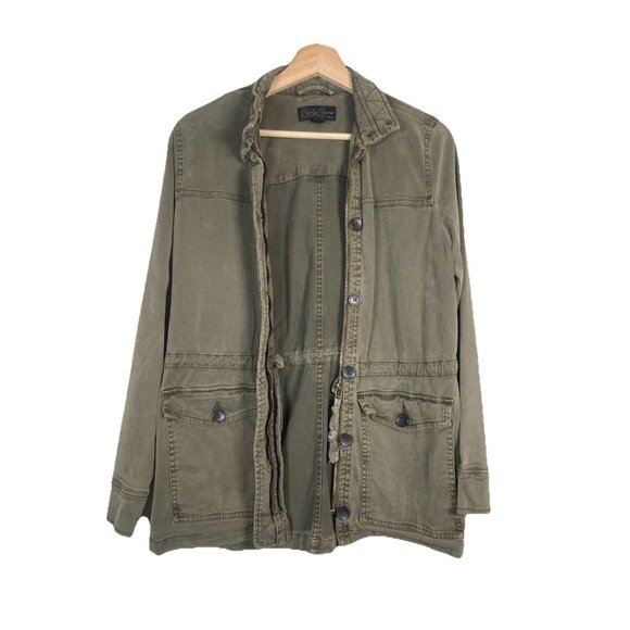 Lucky Brand Jacket Women Medium Utility Military Army Green Cinching Streetwear - Picture 1 of 10